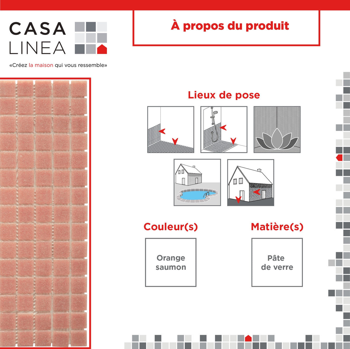 Mosaique decoration saumon