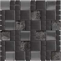 Mosaïque inox verre noir