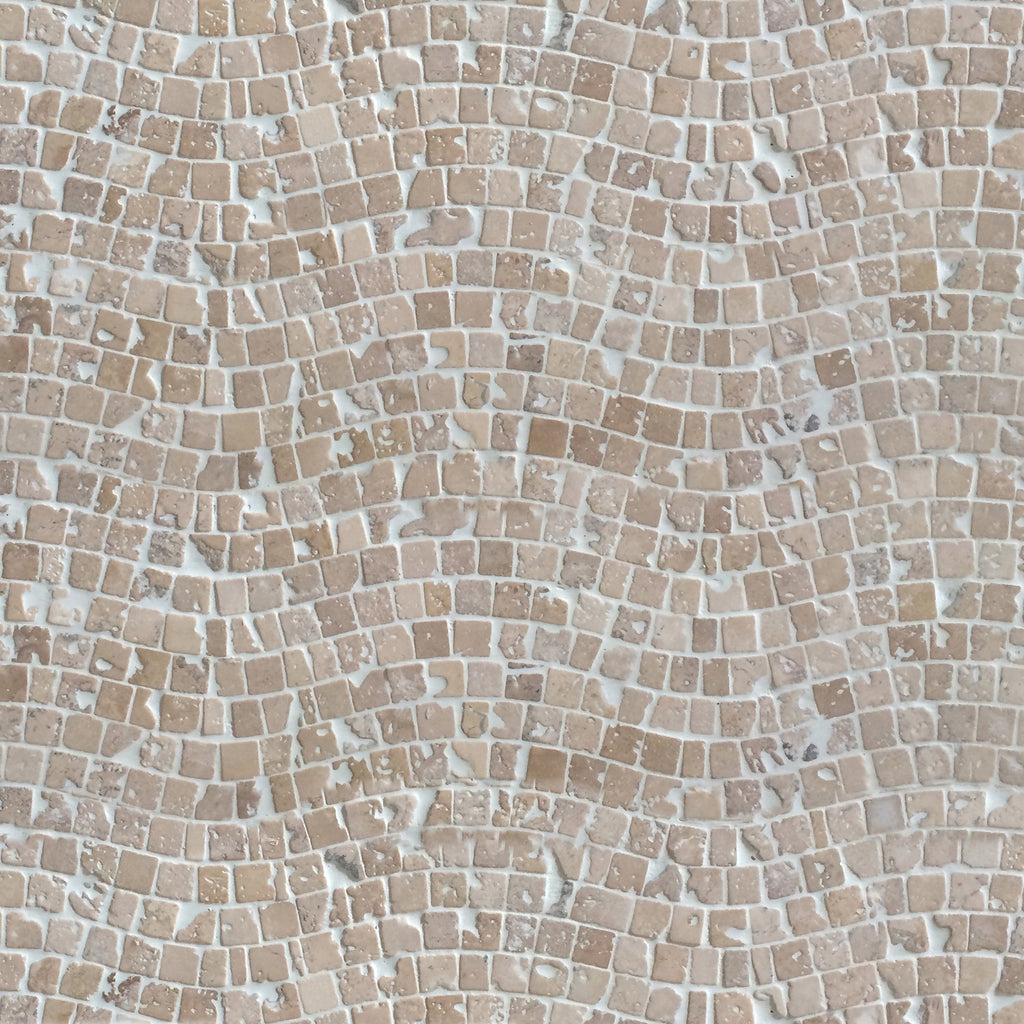 Mosaïque travertin ivoire vague