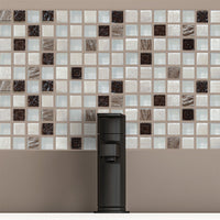 Mosaïque en verre et pierre beige salle de bain
