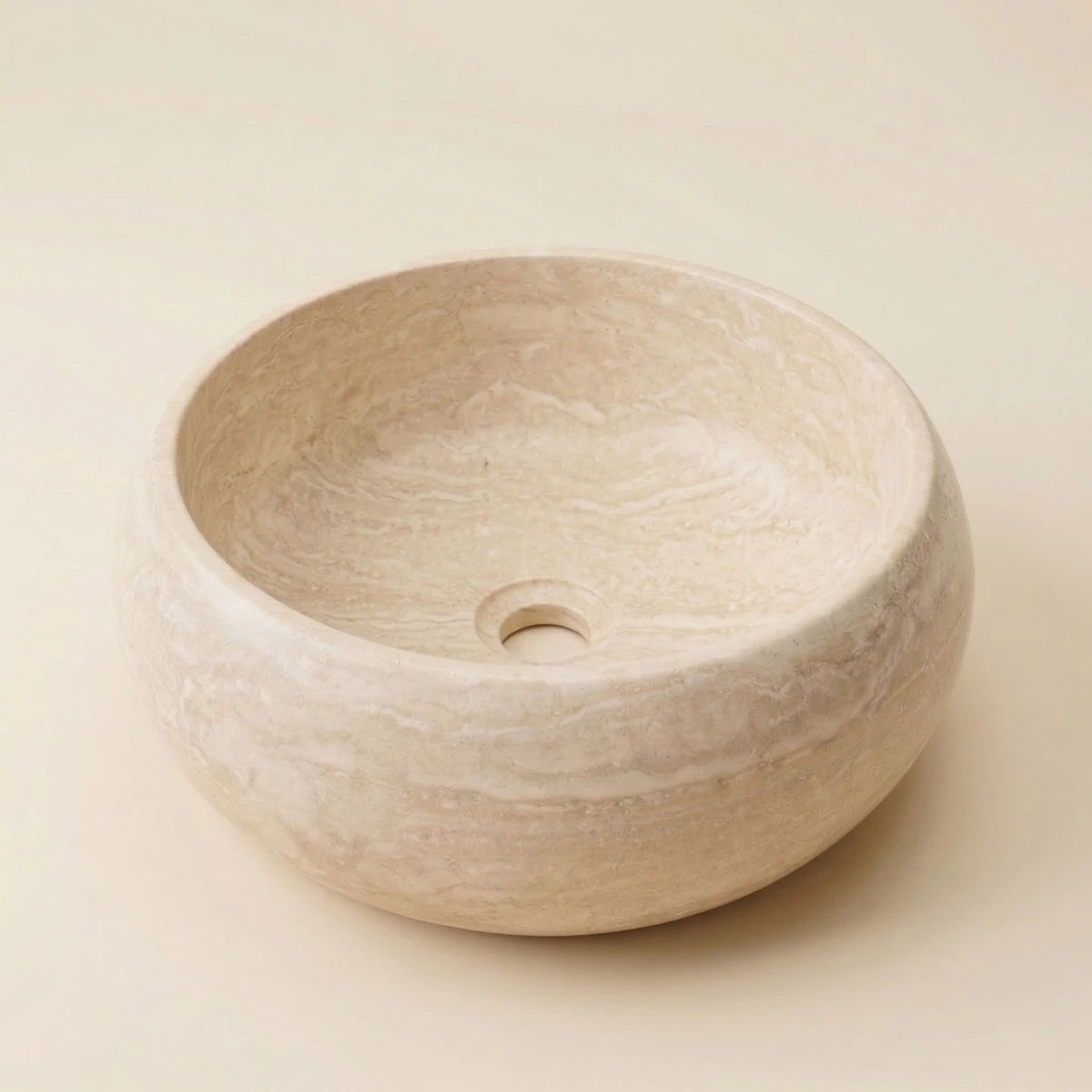 Vasque en travertin ronde pour salle de bain perspective