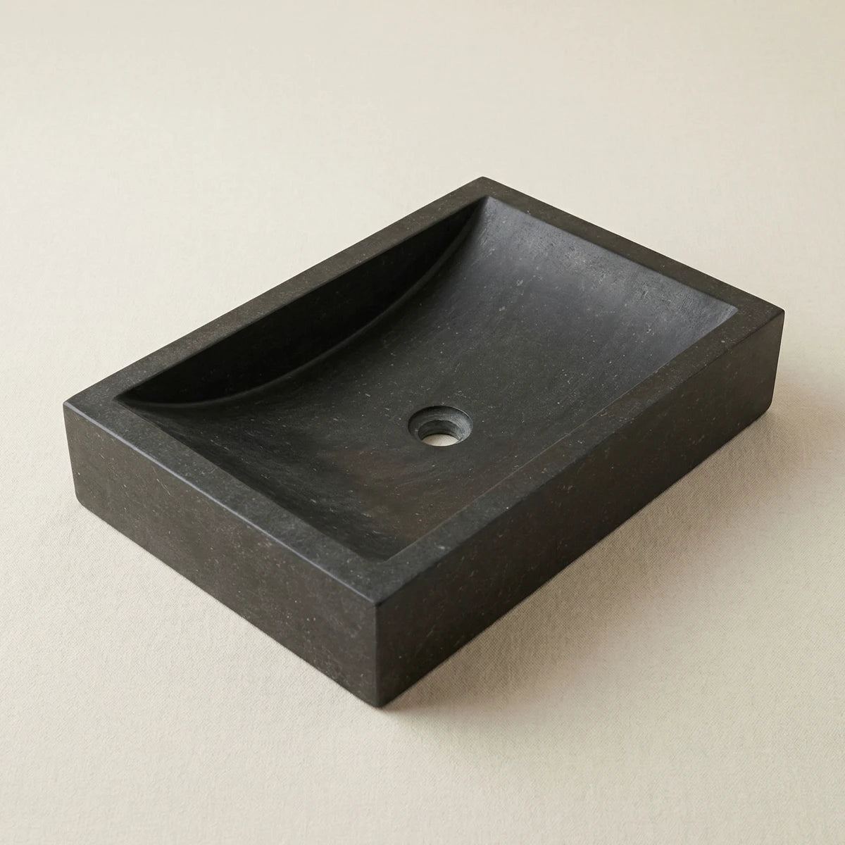 Vasque en basalte pour salle de bain vu en persective