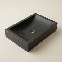 Vasque en basalte pour salle de bain vu en persective