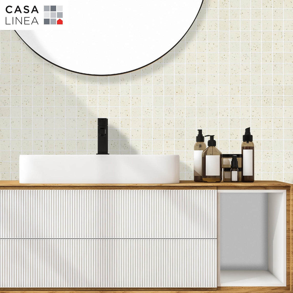 Mosaïque terrazzo ivoire