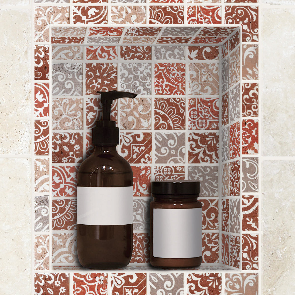 Mosaïque travertin baroque marron